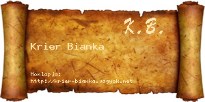 Krier Bianka névjegykártya